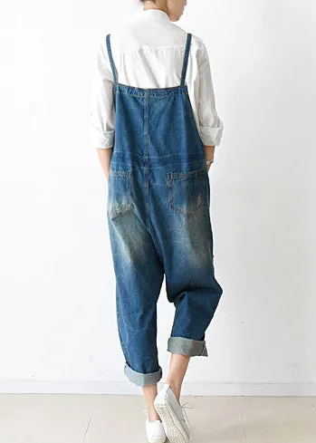 2021 fall oversized denim jumpsuits casual blue jeans denim outfits cute