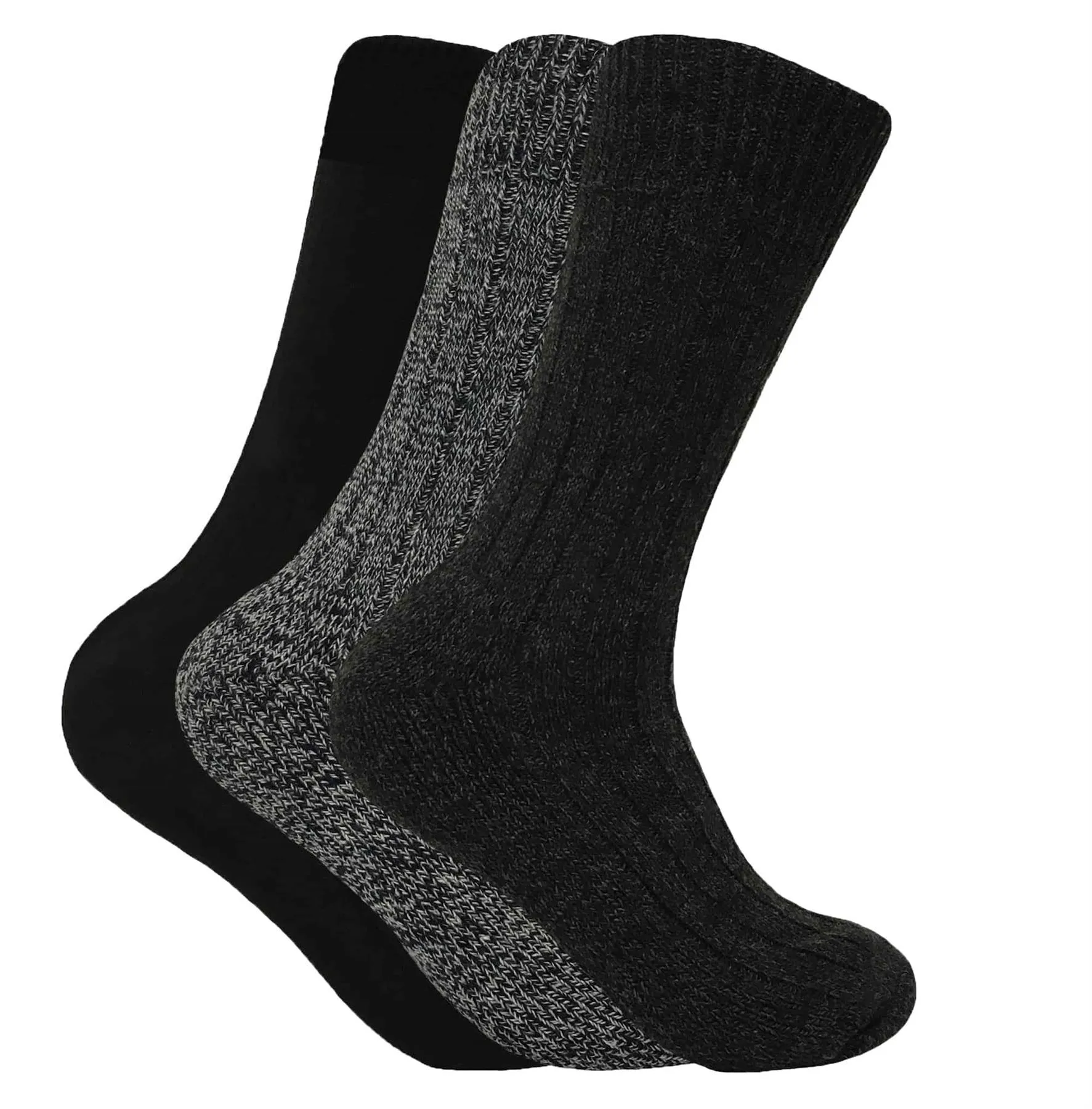 3 Pairs Mens Wool Blend Socks (WB Grey)