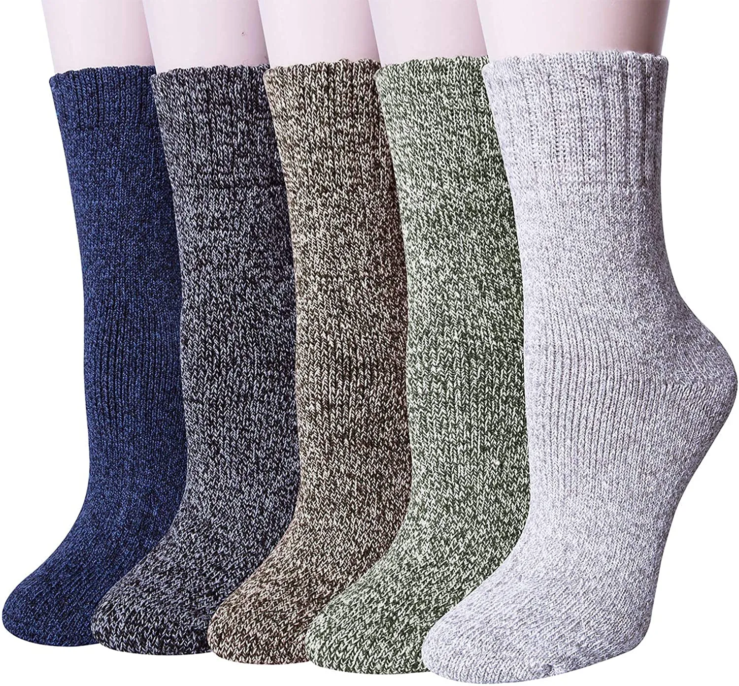 5 Pairs Winter Merino Wool Socks for Women Thick Cozy Socks Knit Warm Socks for Women Christmas Gifts