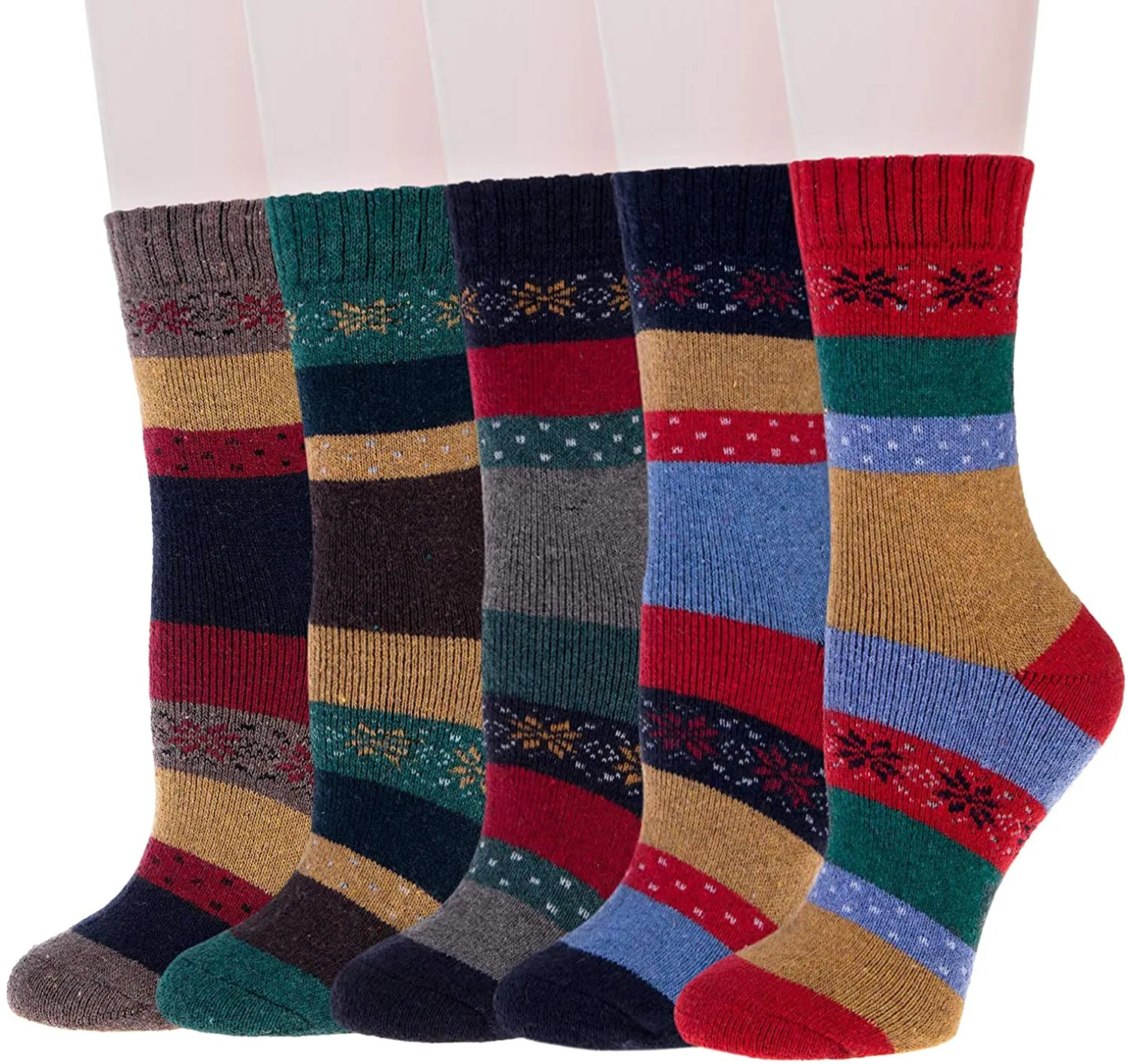 5 Pairs Winter Merino Wool Socks for Women Thick Cozy Socks Knit Warm Socks for Women Christmas Gifts