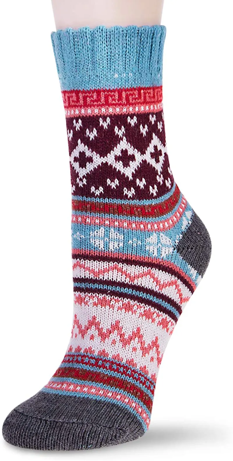 5 Pairs Winter Merino Wool Socks for Women Thick Cozy Socks Knit Warm Socks for Women Christmas Gifts