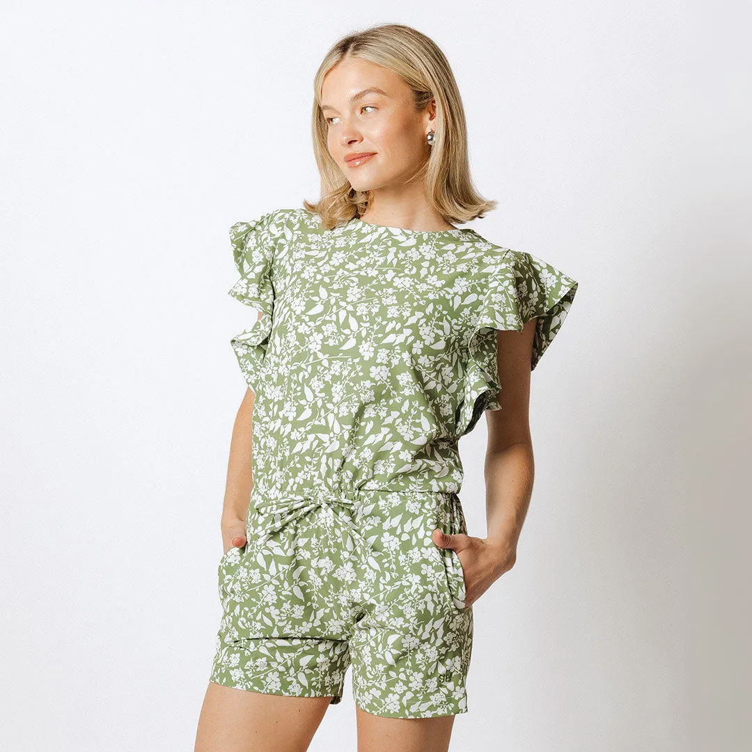 9 to 9 Romper, Sage Ivy