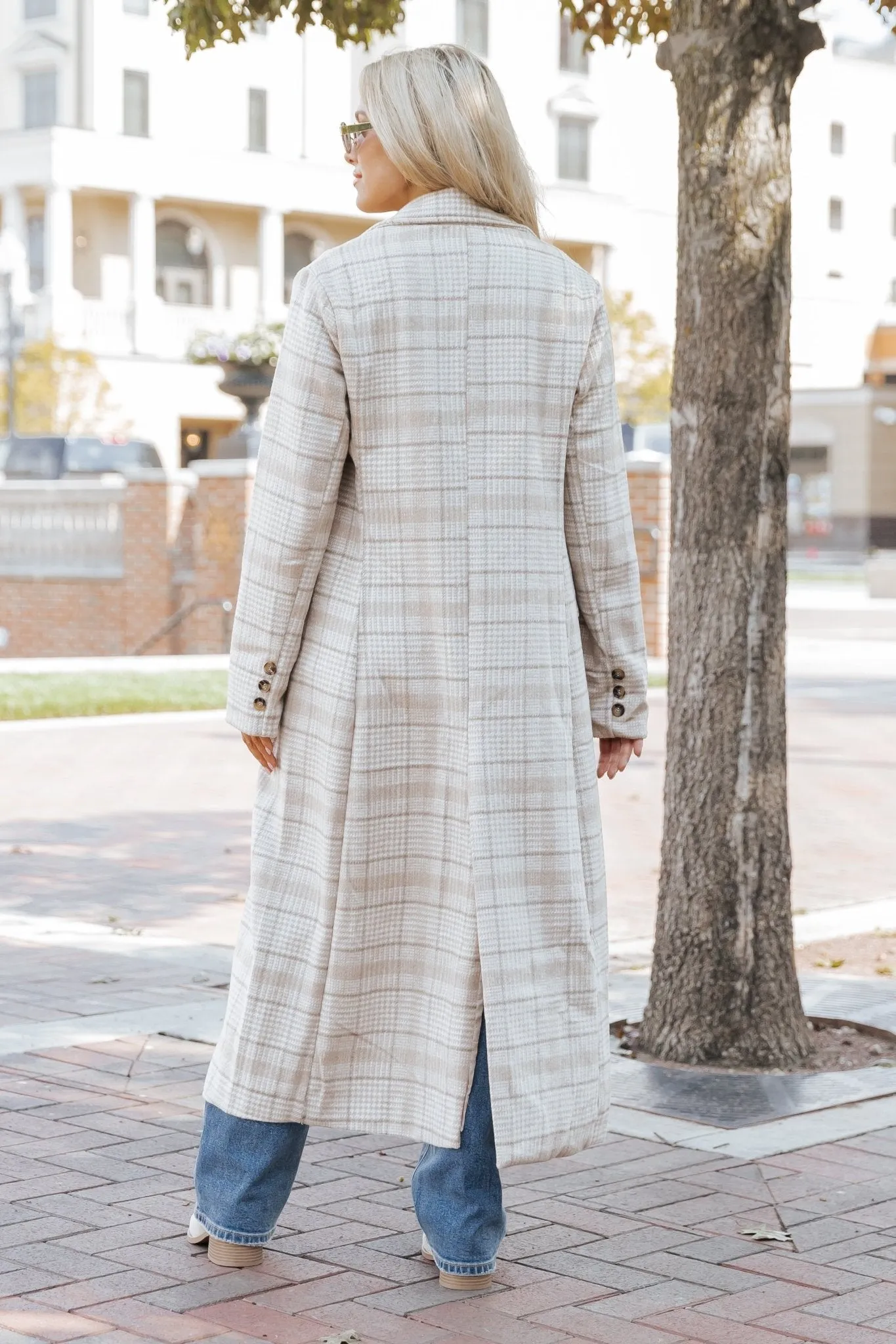 After Fall Tan Plaid Trench Coat - FINAL SALE