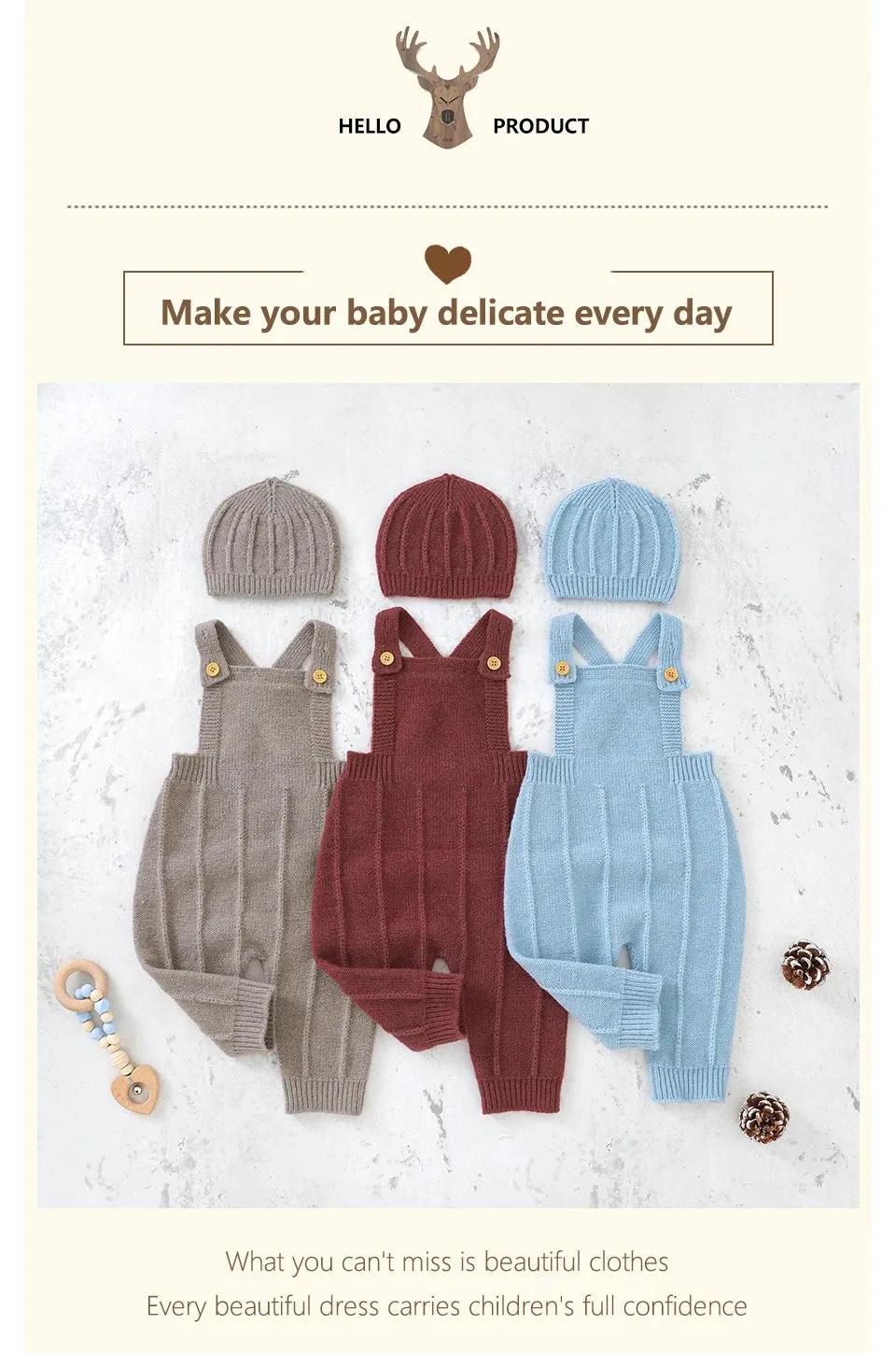 Baby Knitted Romper with Hat