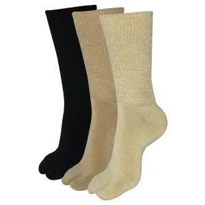 Balenzia Women solid/ Plain wollen Toe Socks- Black-Skin-Fawn (Pack of 3 Pairs/1U)(Free Size)