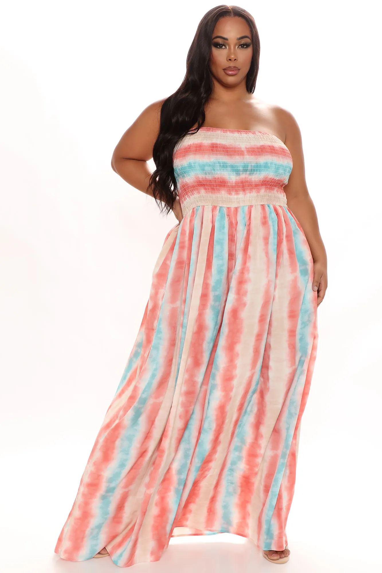 Beach Brunch Tie Dye Jumpsuit - Coral/combo