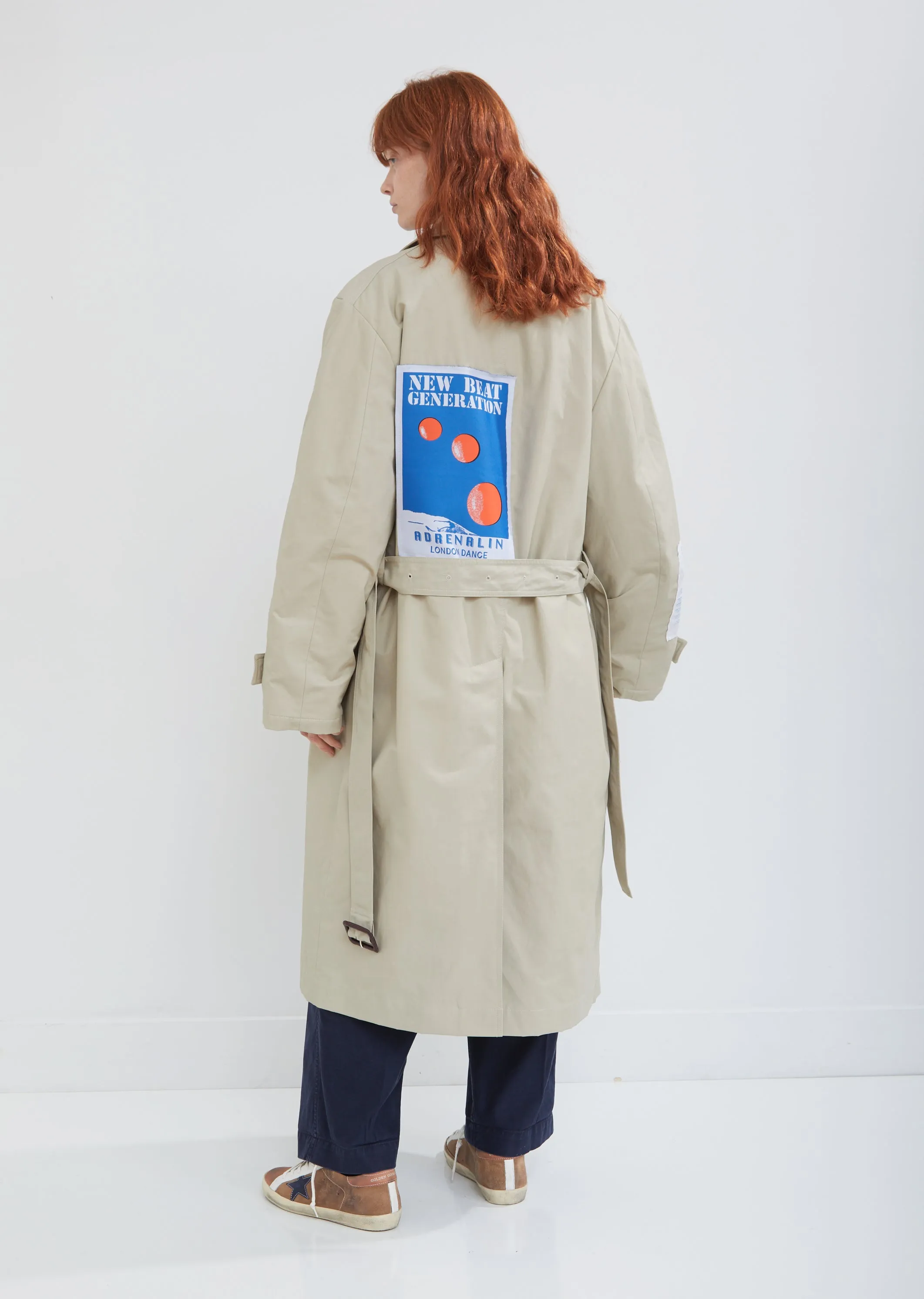 Belted Appliqué Trench Coat