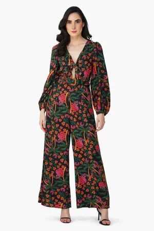 Black Autumn Flora Embellished Jumpsuit