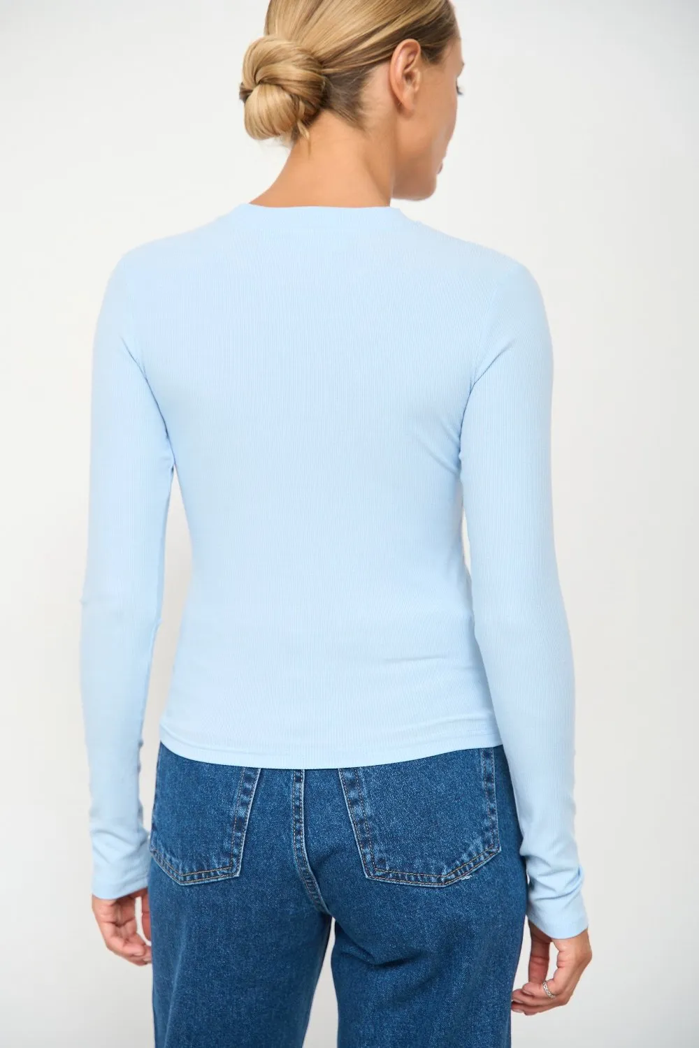 Blue Basic Long Sleeve Top