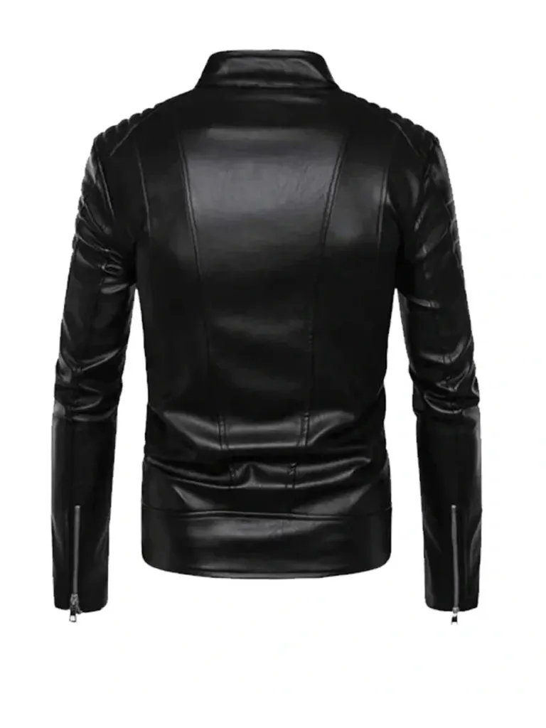 Cafe Racer Black Biker Leather Jacket