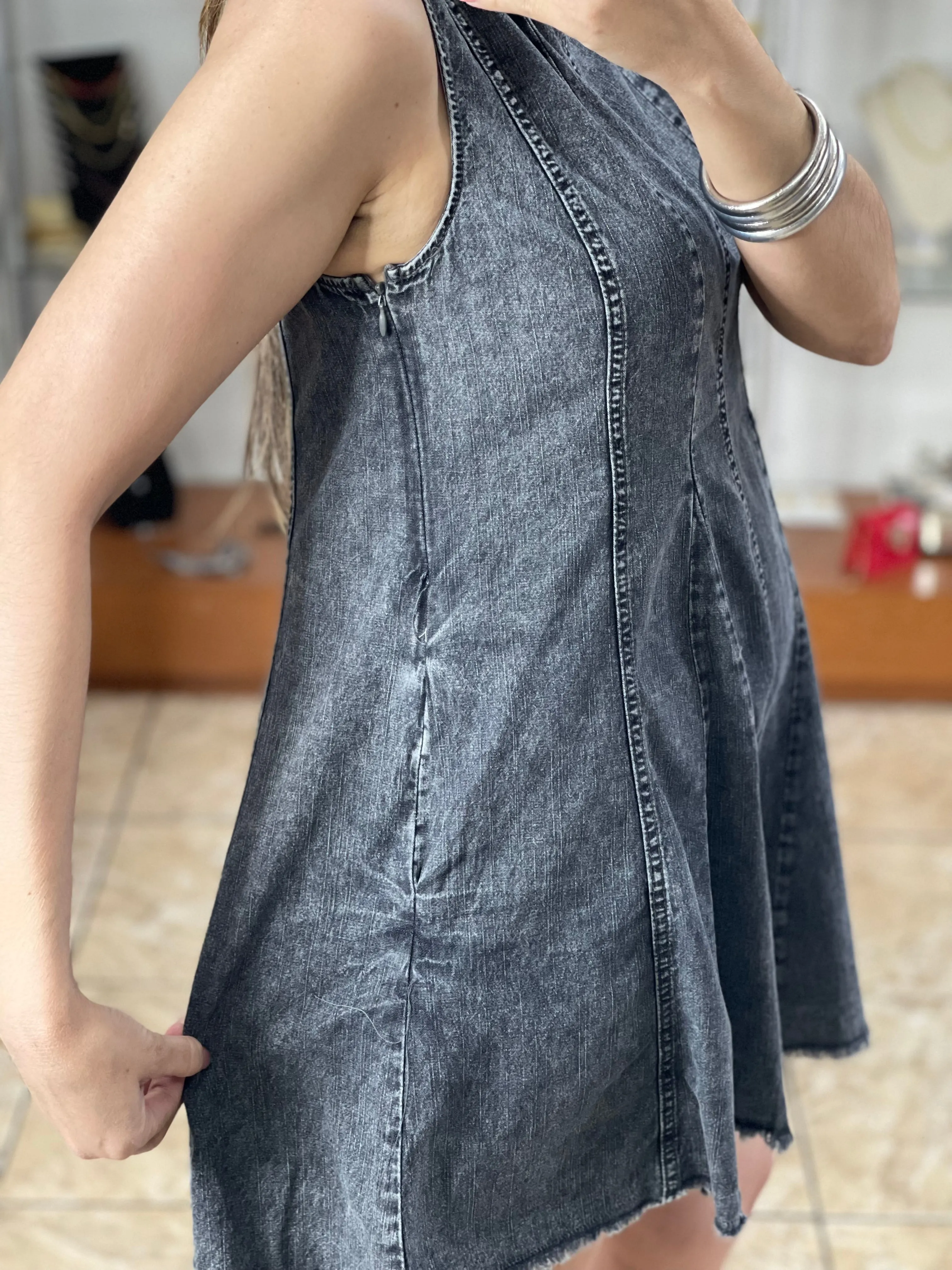 Charcoal Denim Romper