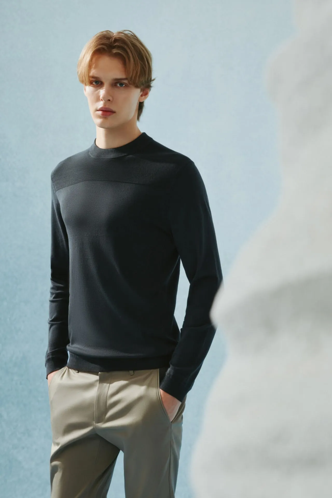 Compact Knit Mock Neck Sweater