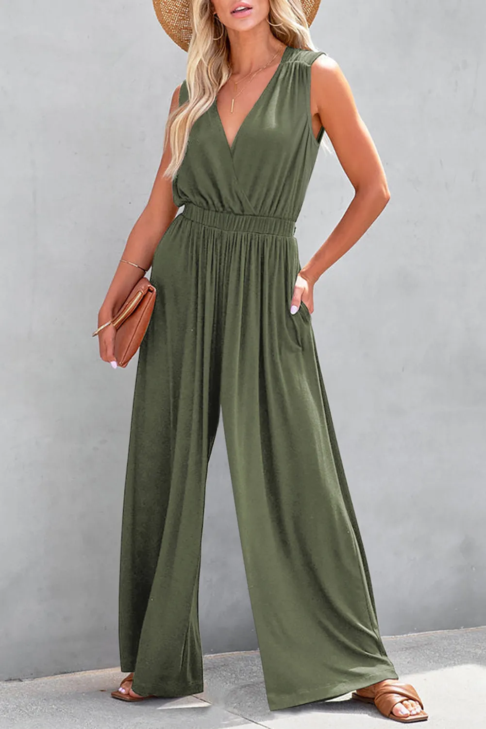 Crisscross Wide Leg Backless Jumpsuit