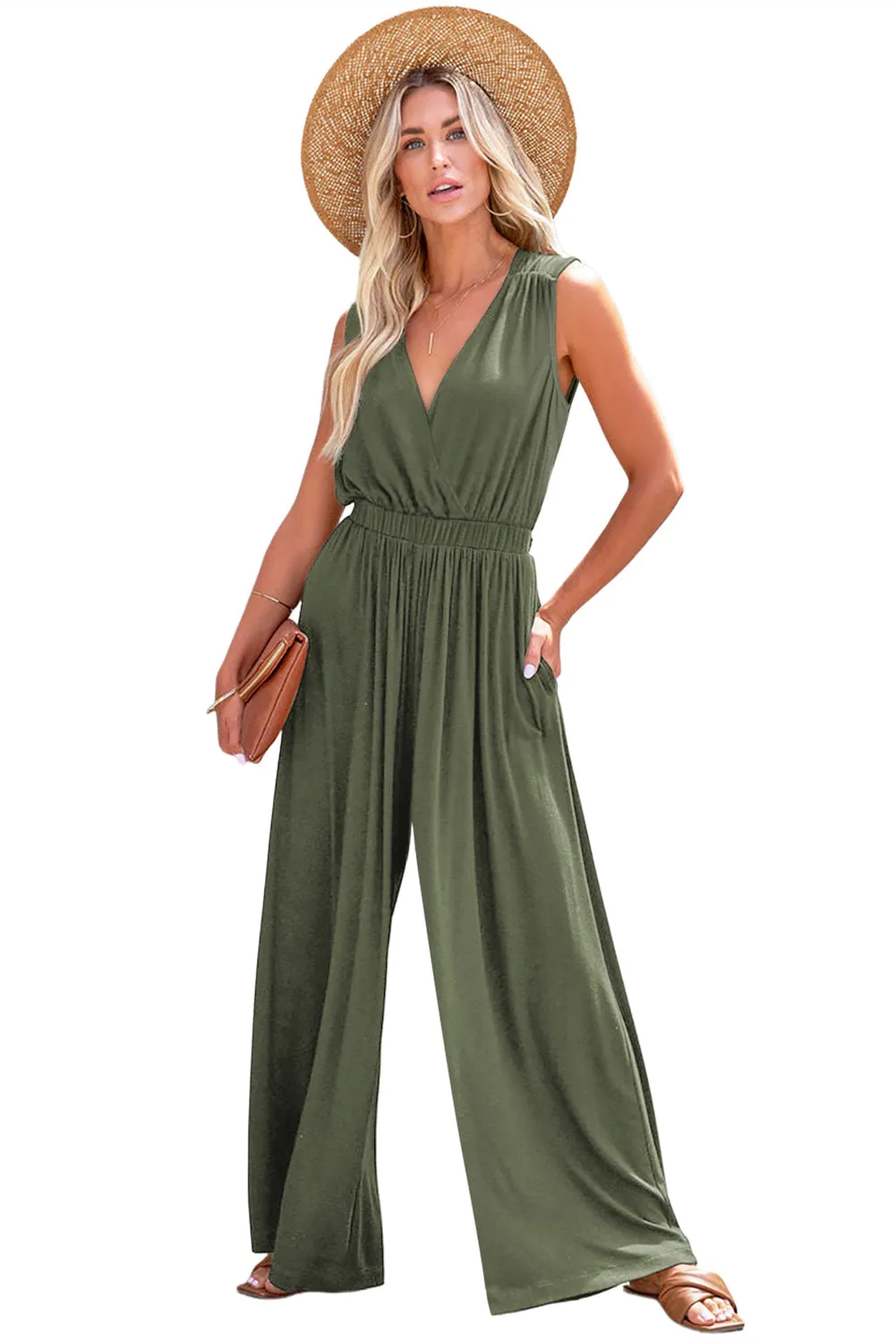 Crisscross Wide Leg Backless Jumpsuit