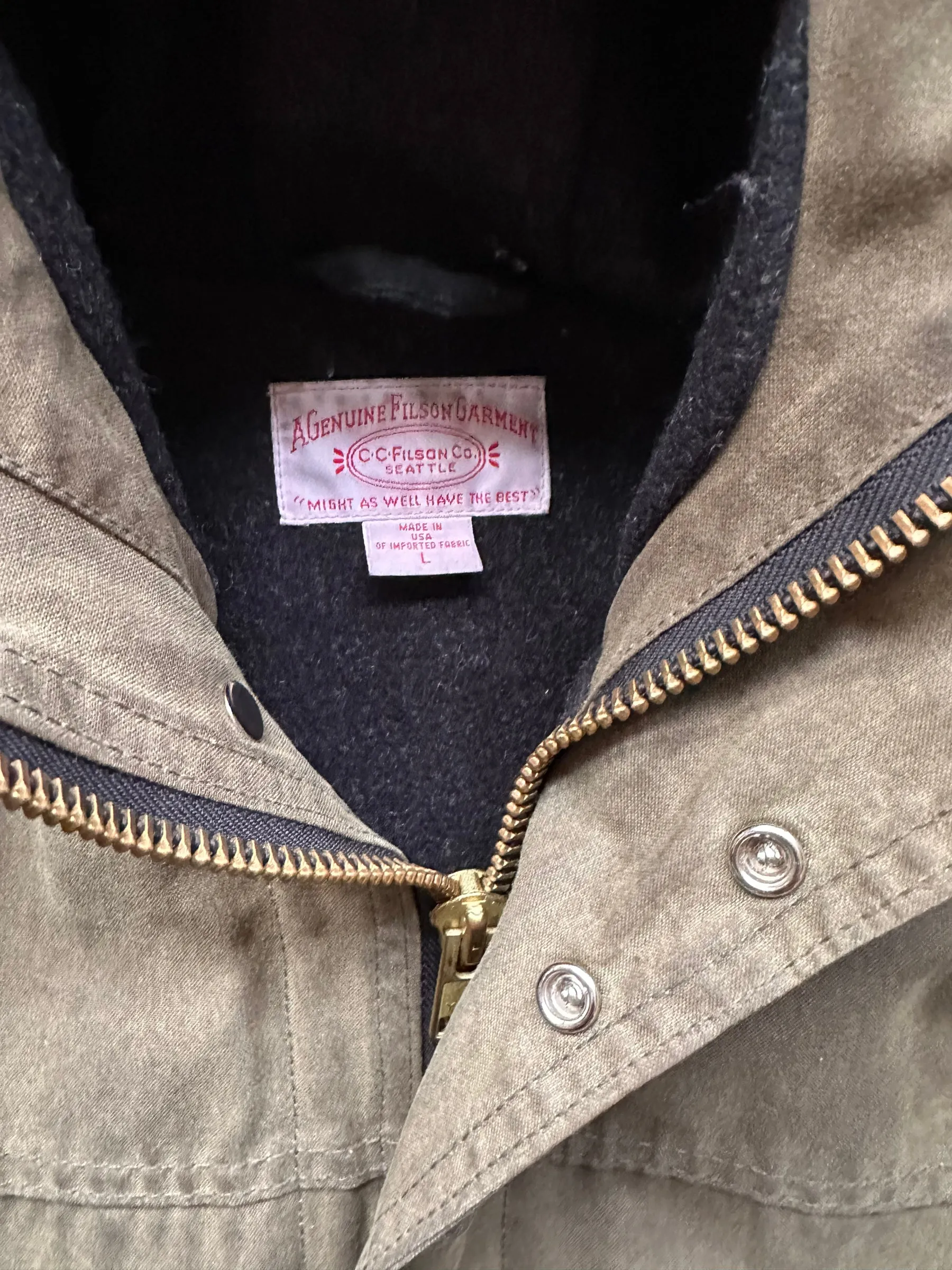 Filson Foothills Parka SZ L |  Filson Tin Cloth Jackets Seattle | Barn Owl Vintage Clothing Seattle