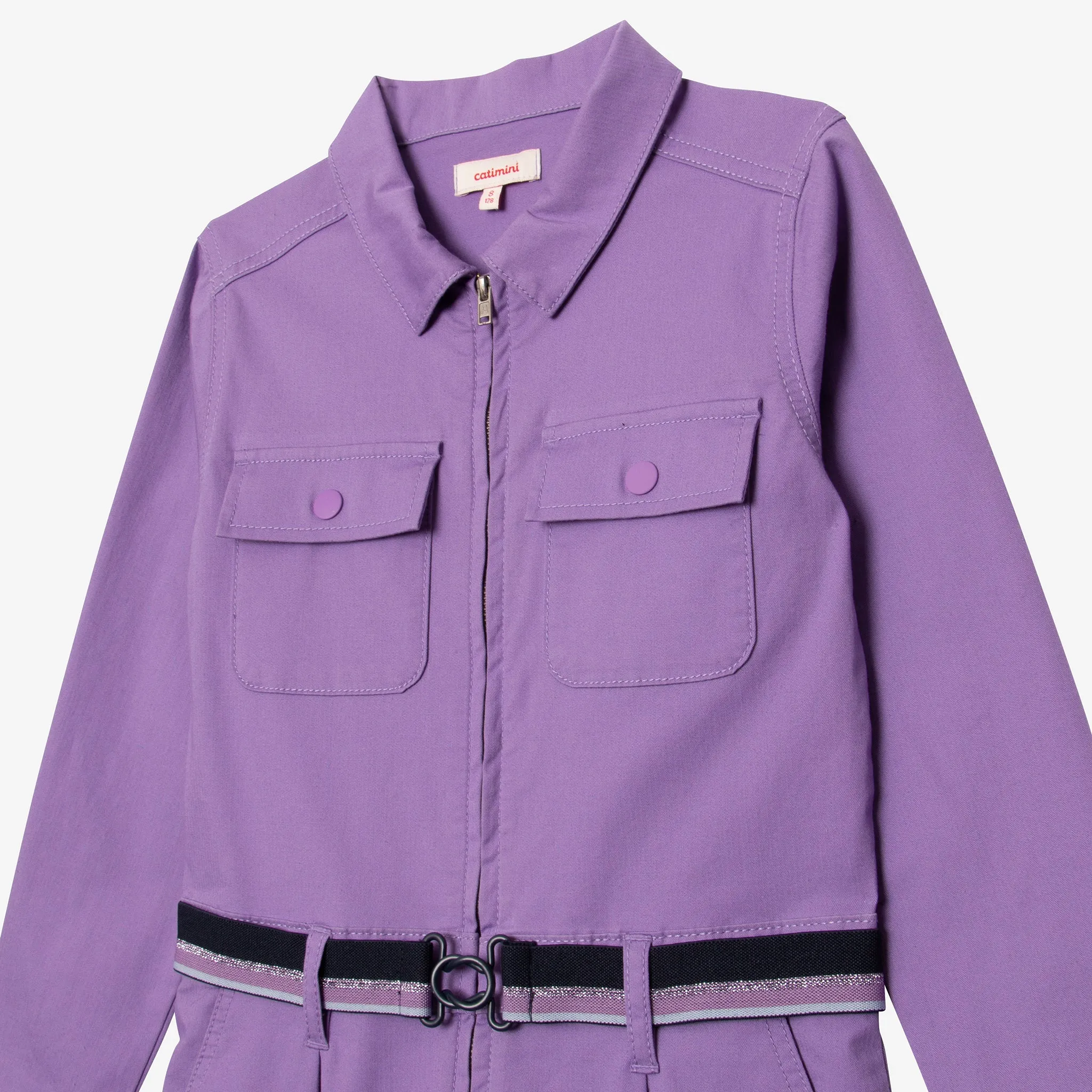 Girls' long purple jumpsuit