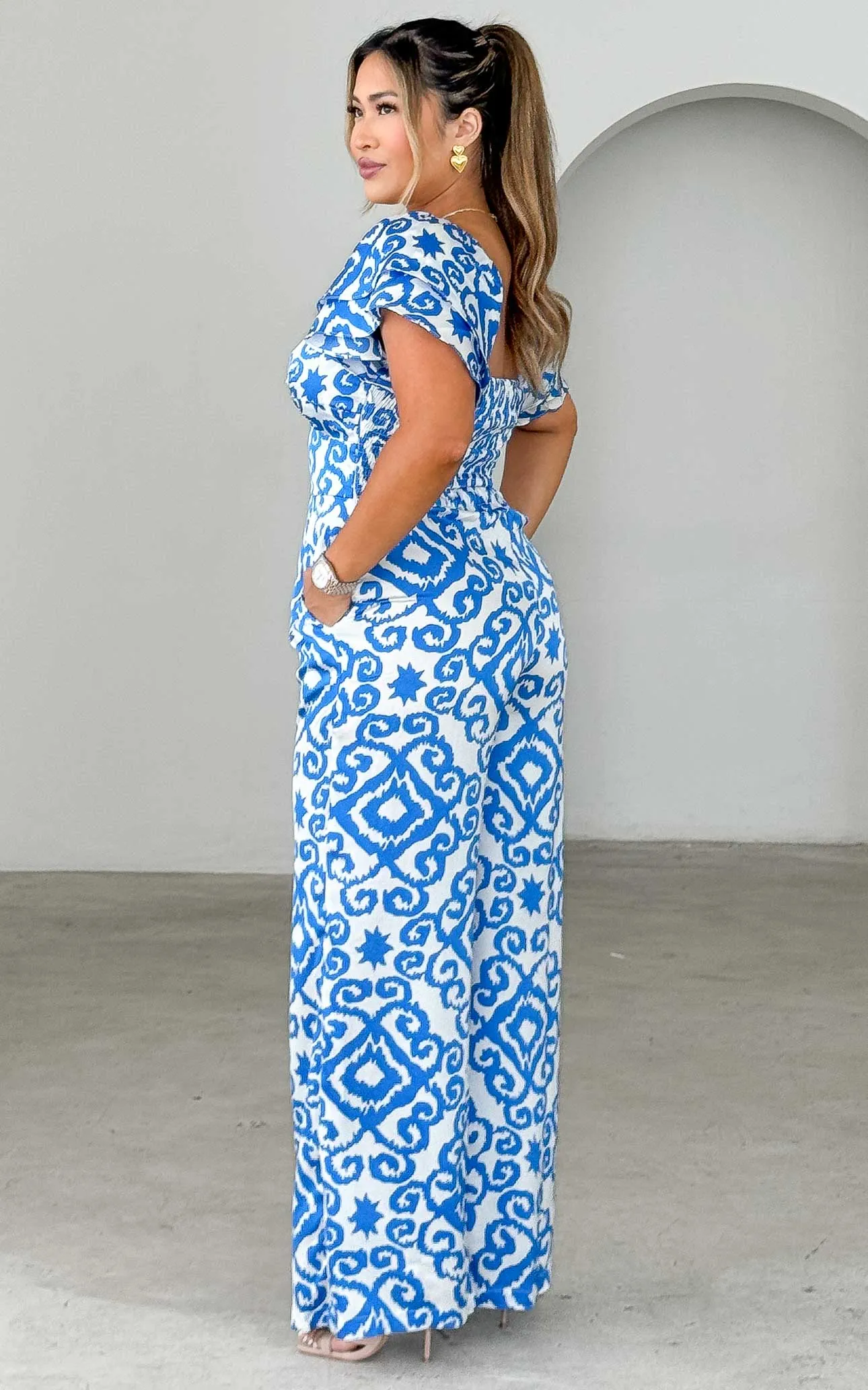 Harley Wide Leg Jumpsuit - Blue Print