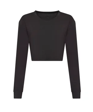 Heather Black - Women's long sleeve cropped T