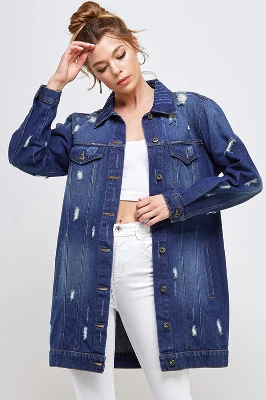 Heather Denim 3/4 Denim Jacket