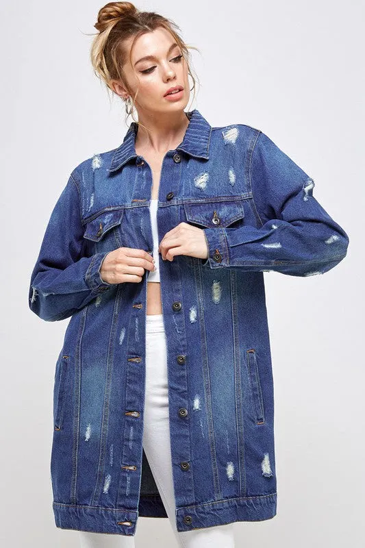 Heather Denim 3/4 Denim Jacket