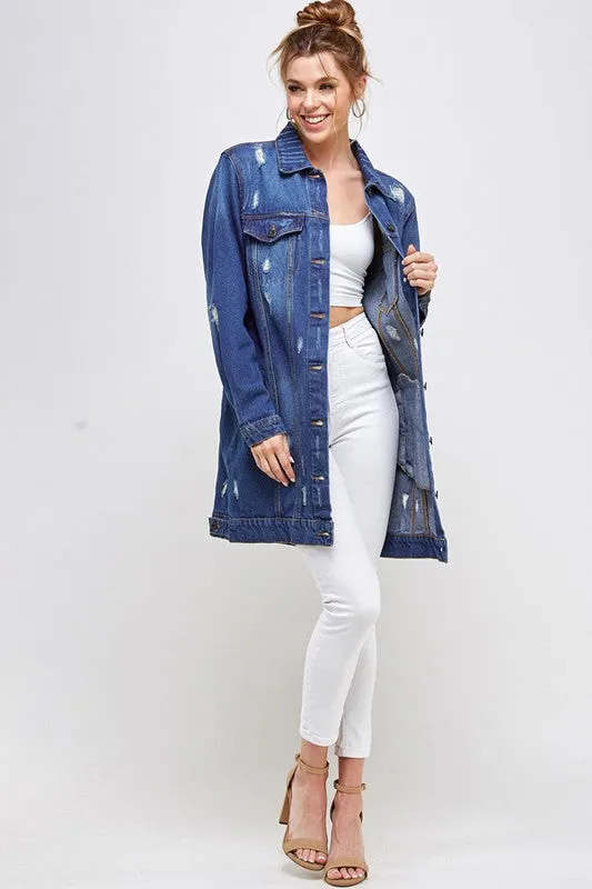 Heather Denim 3/4 Denim Jacket