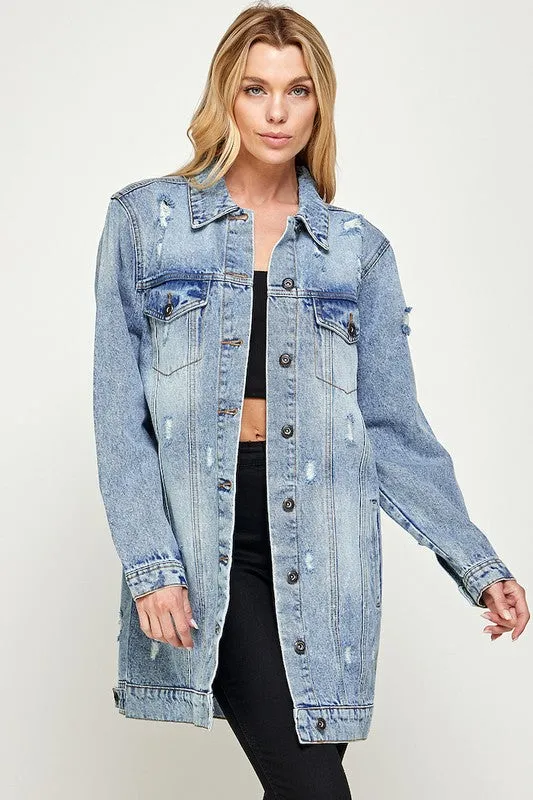 Heather Denim 3/4 Denim Jacket