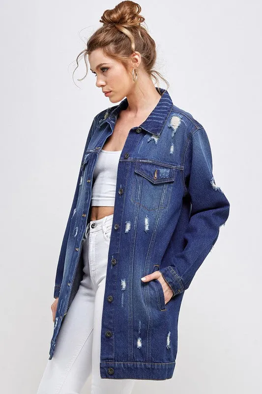 Heather Denim 3/4 Denim Jacket