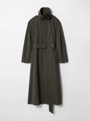 High-collar trench coat