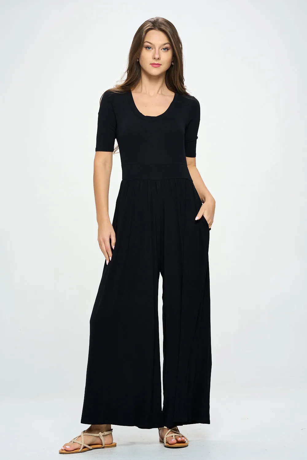 Jana Short Sleeve Knit Jumpsuit