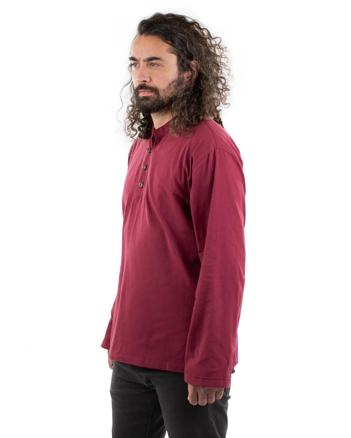 Long Sleeved Cotton Shirt Maroon