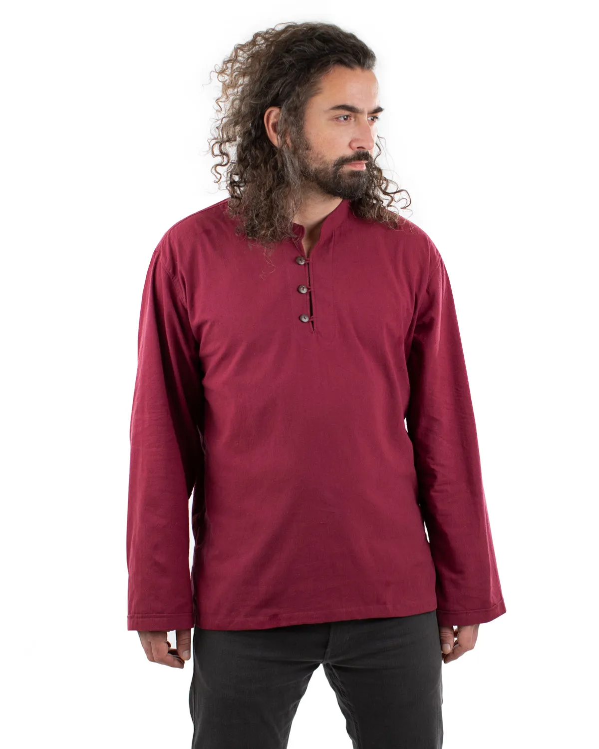 Long Sleeved Cotton Shirt Maroon