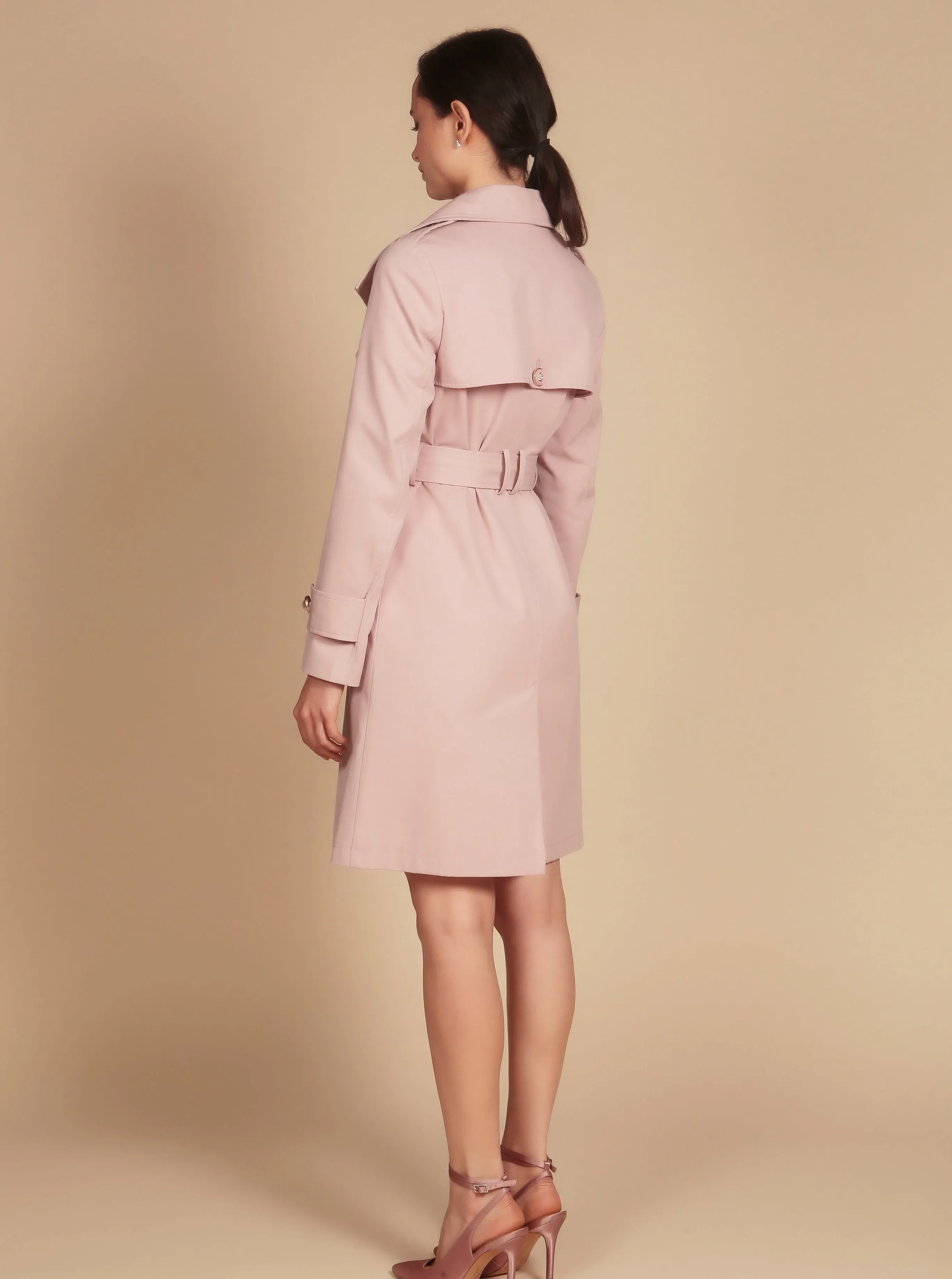 'Malena' Cotton Trench in Polverosa Rosa