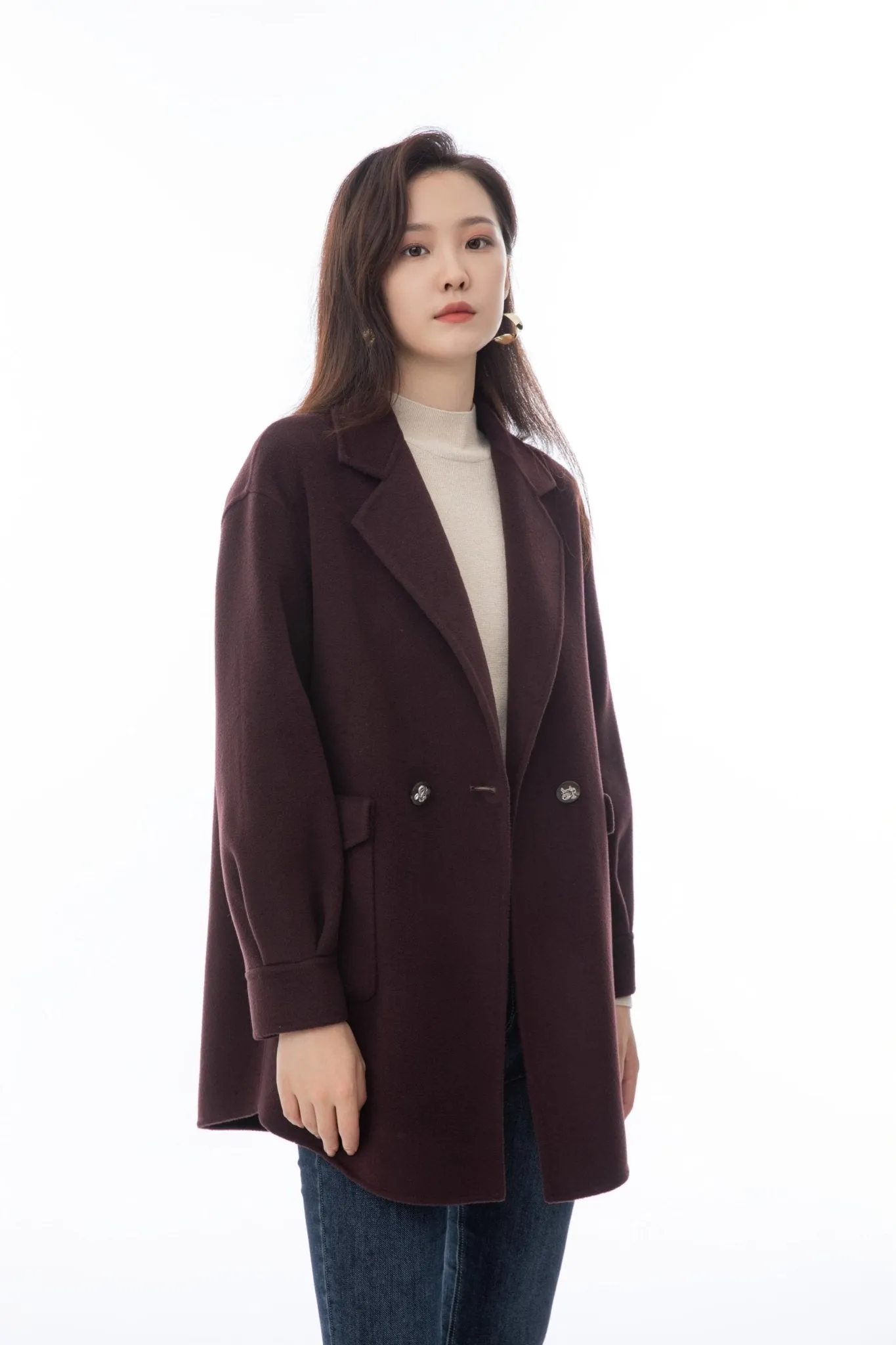 Maroon Wool Overcoats