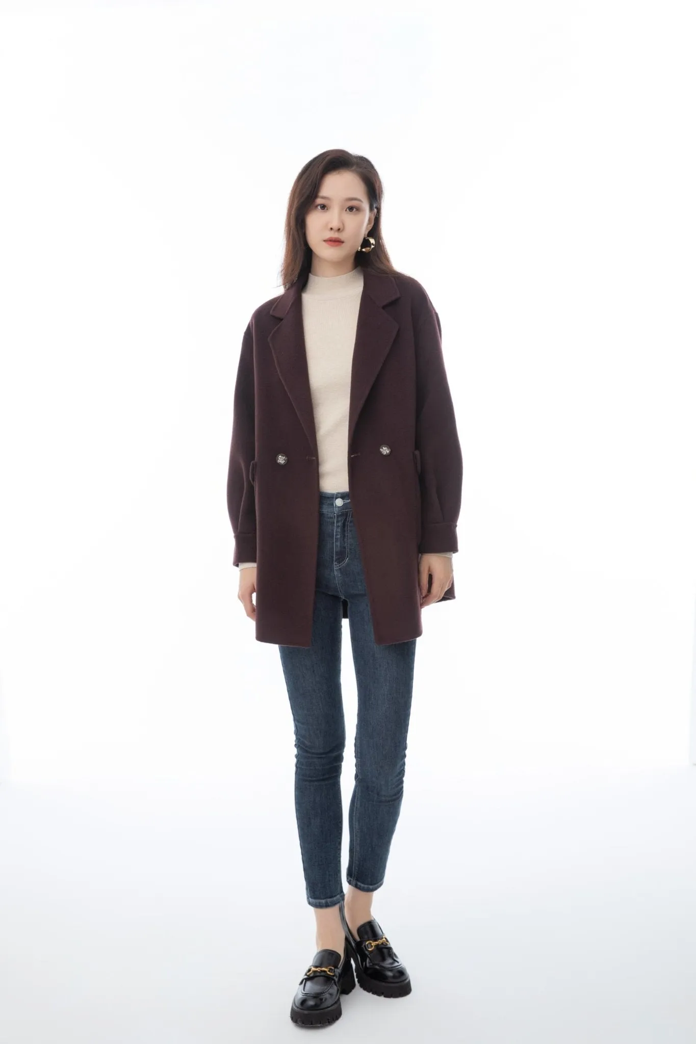 Maroon Wool Overcoats