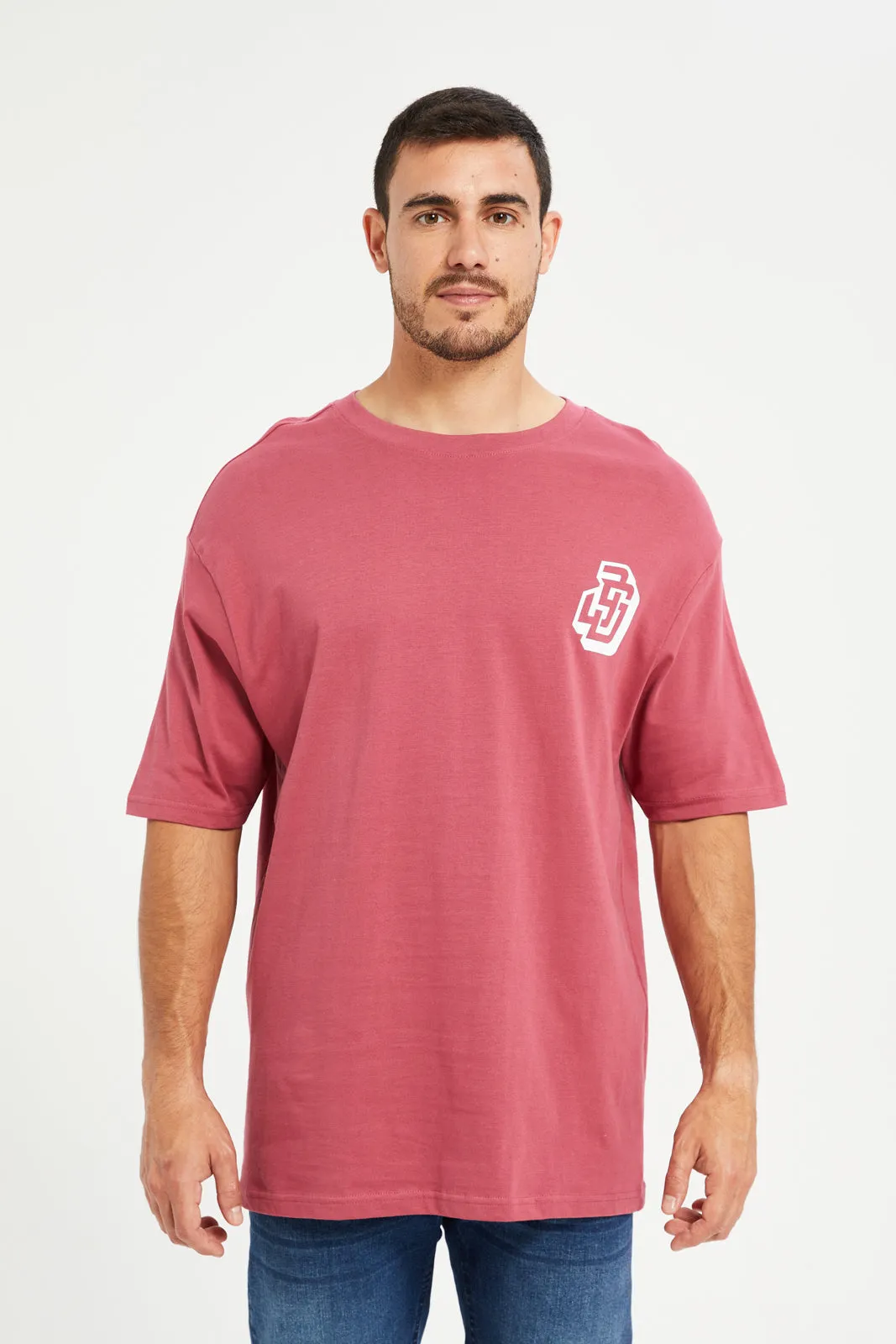 Men Pink HD Oversized Printed T-Shirt