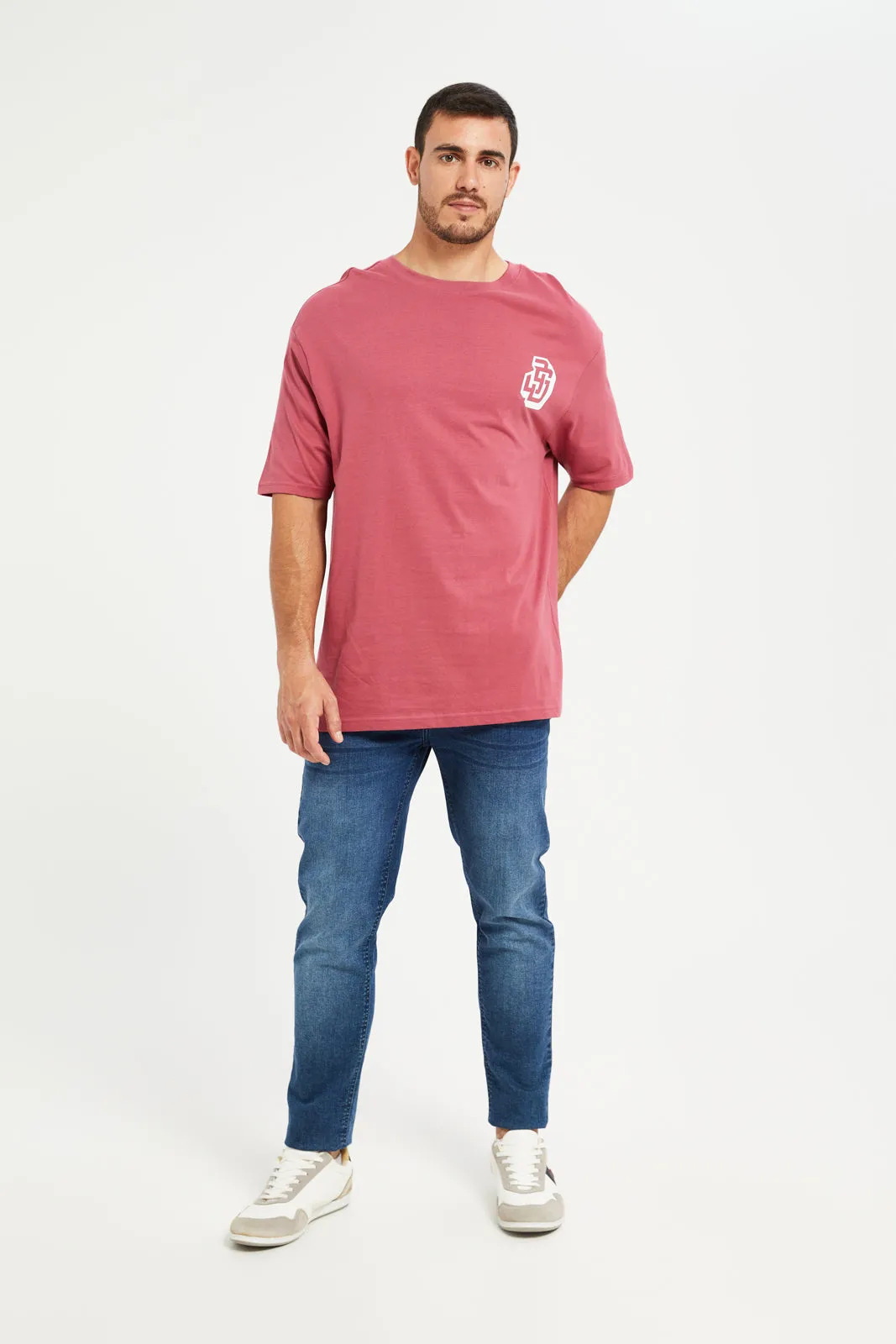 Men Pink HD Oversized Printed T-Shirt