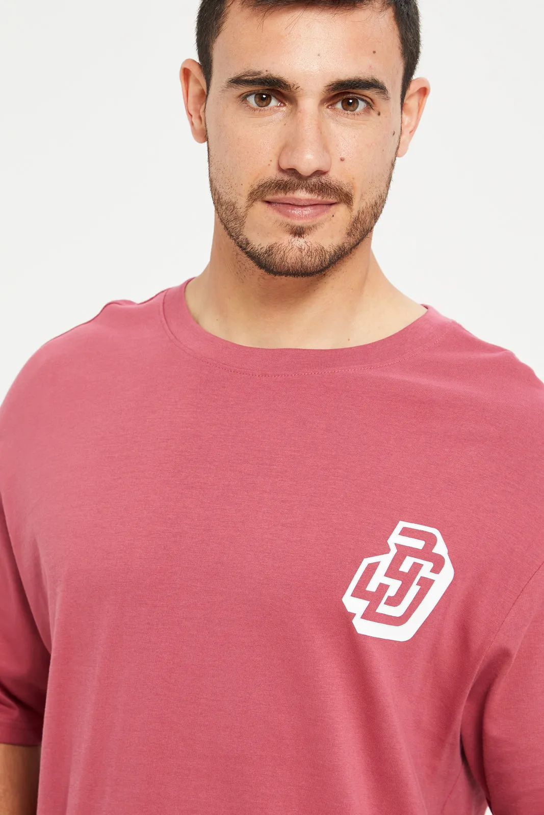 Men Pink HD Oversized Printed T-Shirt