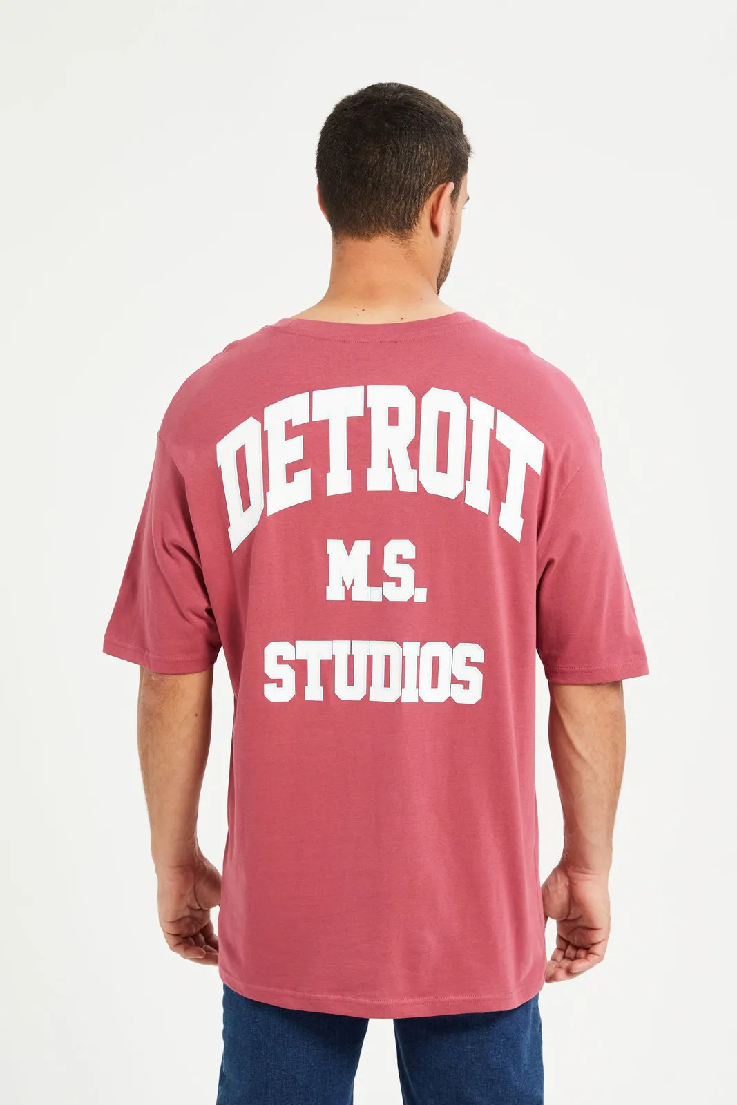 Men Pink HD Oversized Printed T-Shirt