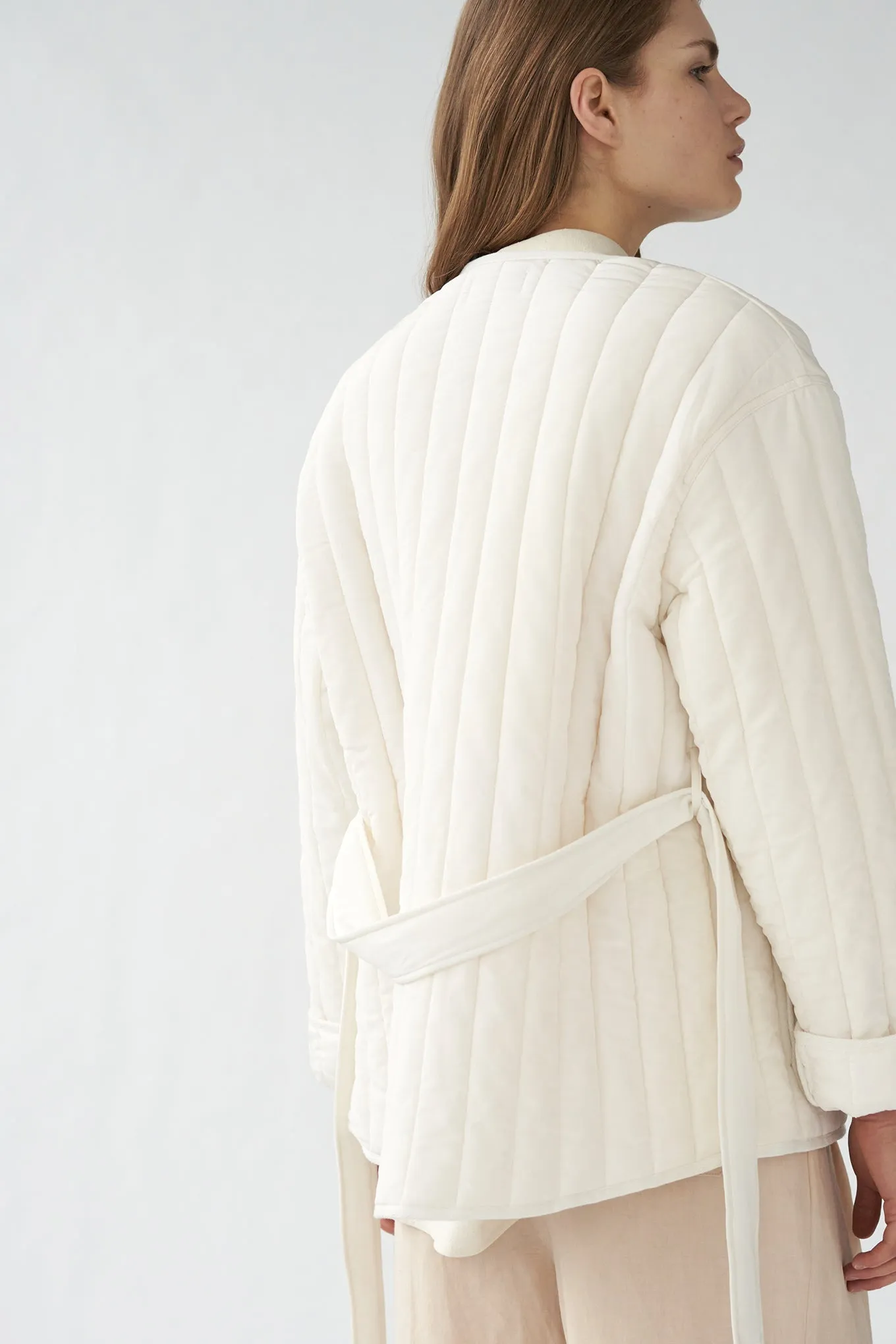 MITCHEL JACKET - OFF WHITE - SAND WASHED CREPE DE CHINE SILK