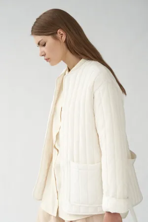 MITCHEL JACKET - OFF WHITE - SAND WASHED CREPE DE CHINE SILK