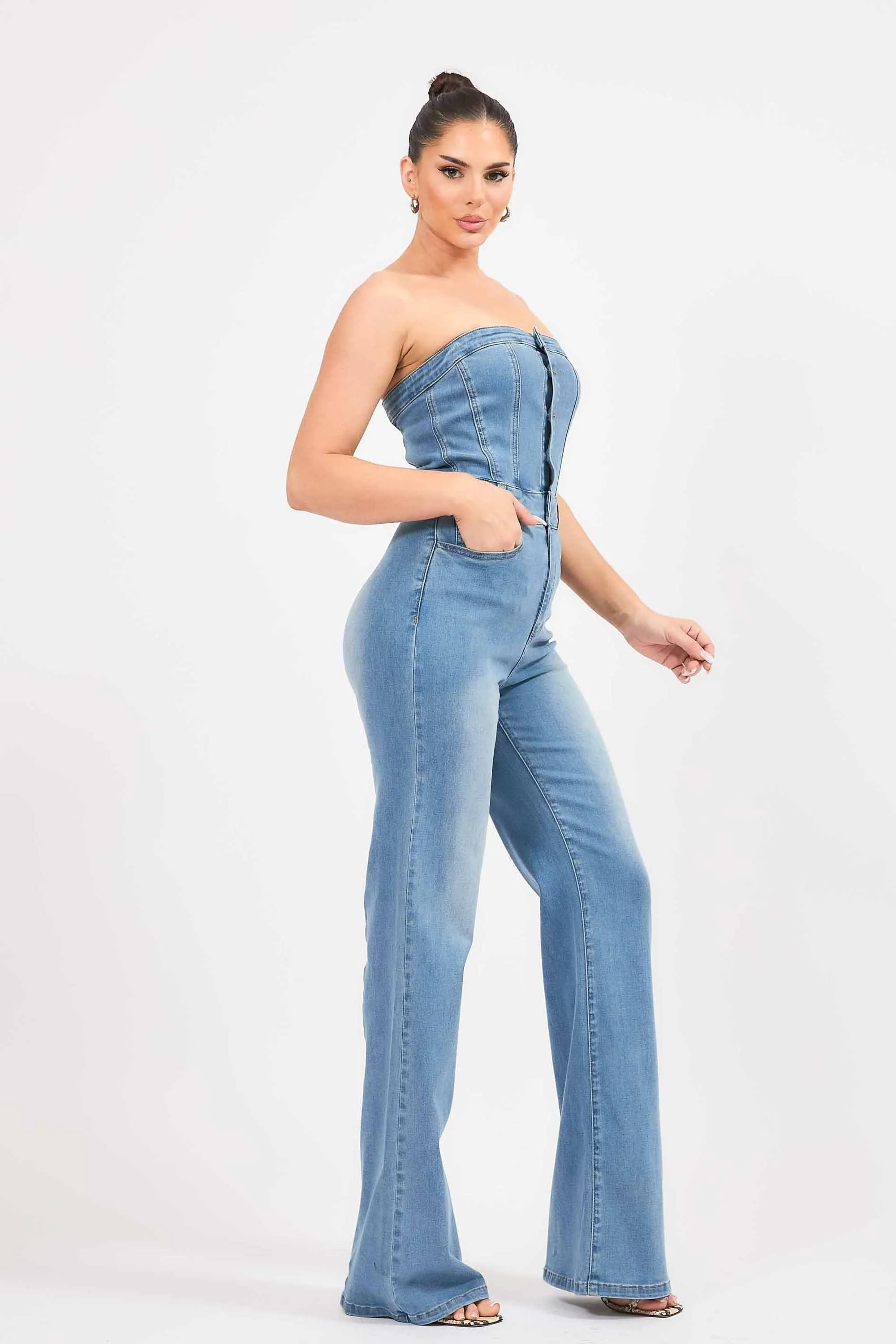 Off Shoulder Bootcut Jumpsuit