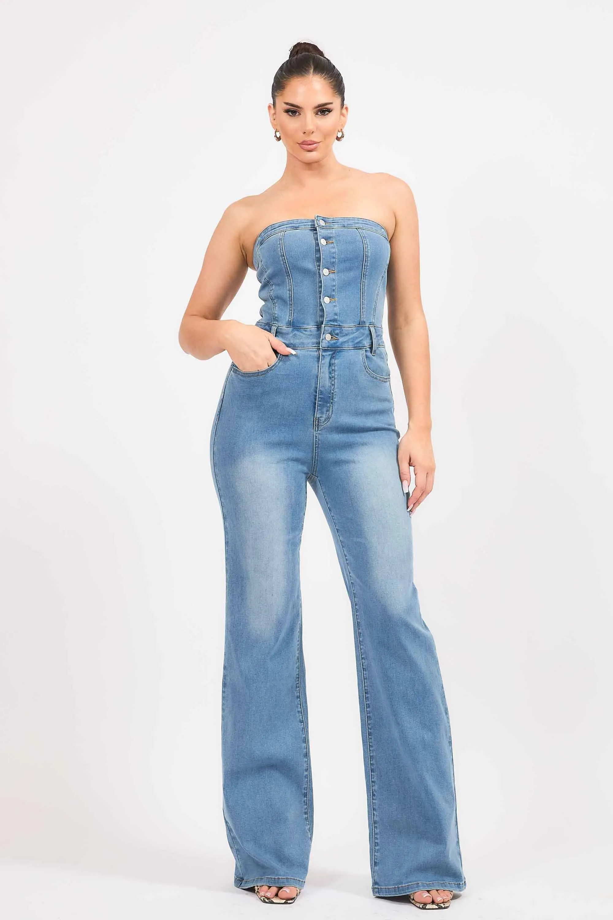 Off Shoulder Bootcut Jumpsuit