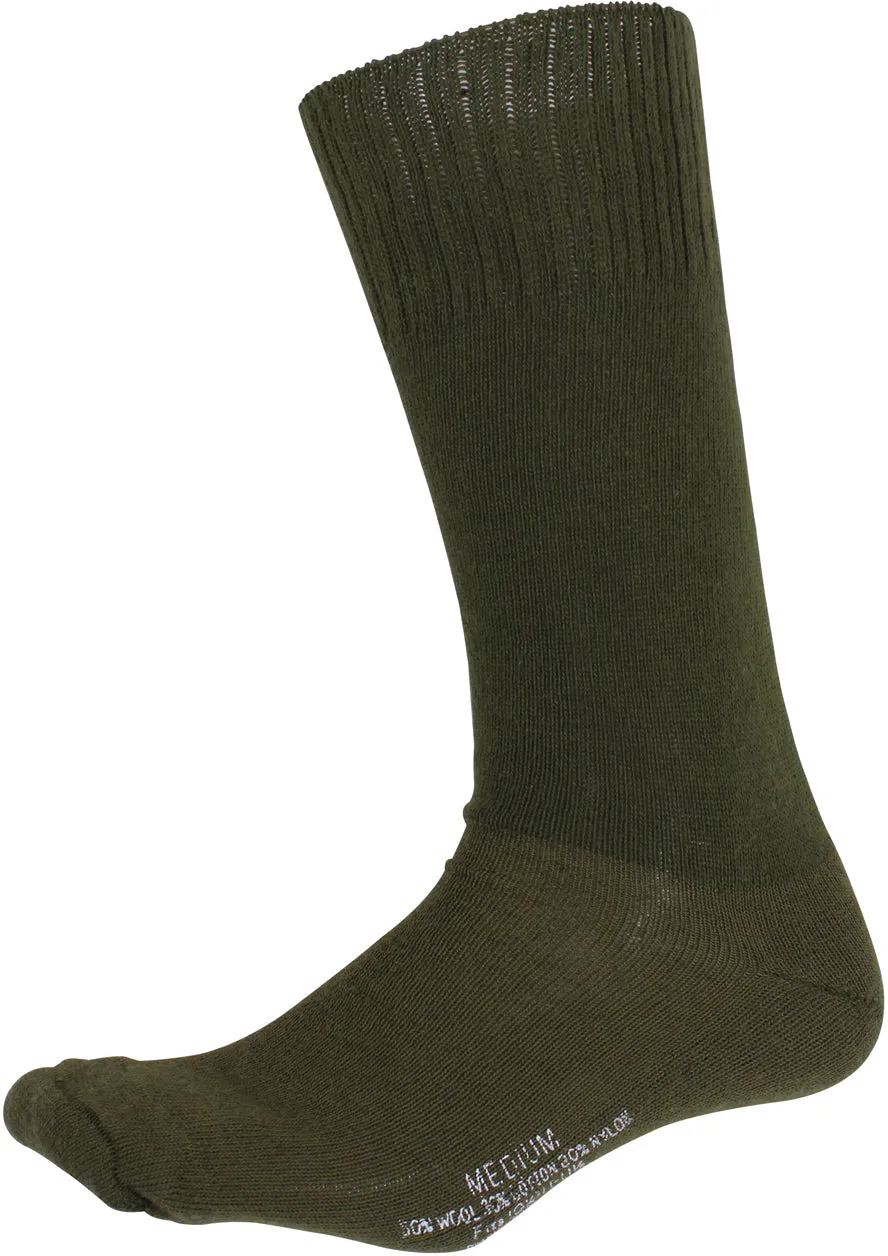 Olive Drab - Military GI Style Cushion Sole Socks Pair - USA Made