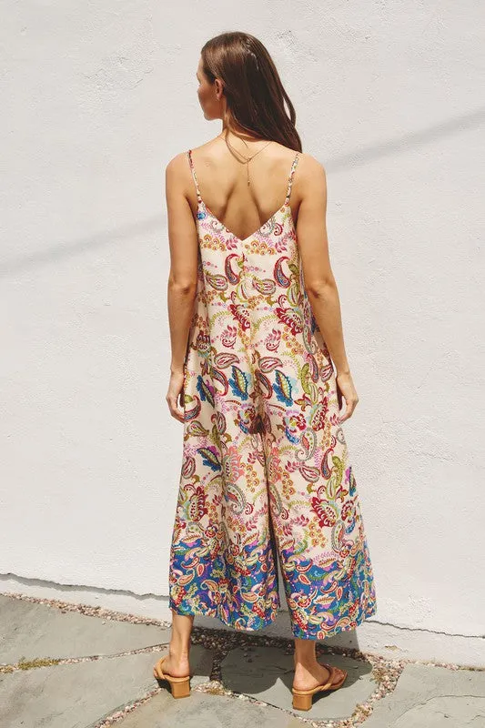 Paisley Print Wide Leg Jumpsuit