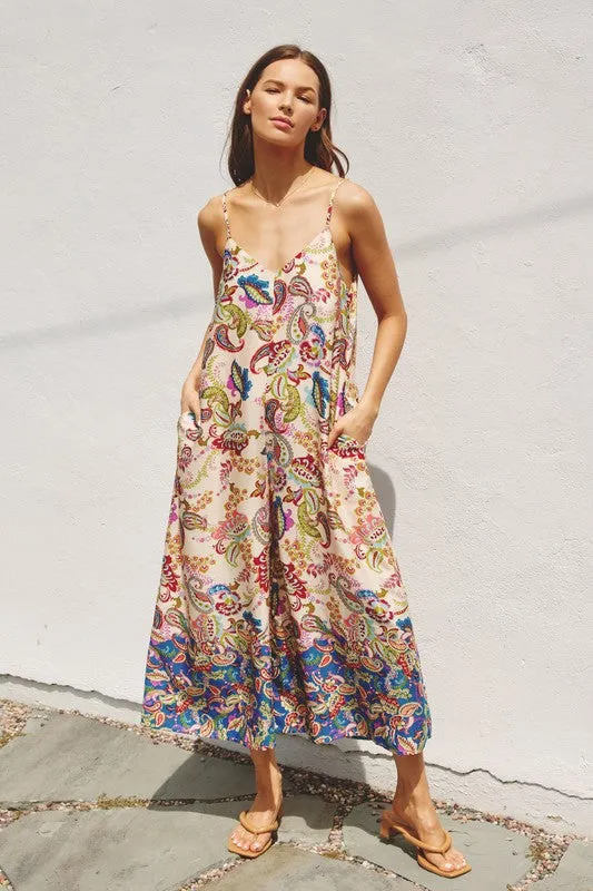 Paisley Print Wide Leg Jumpsuit