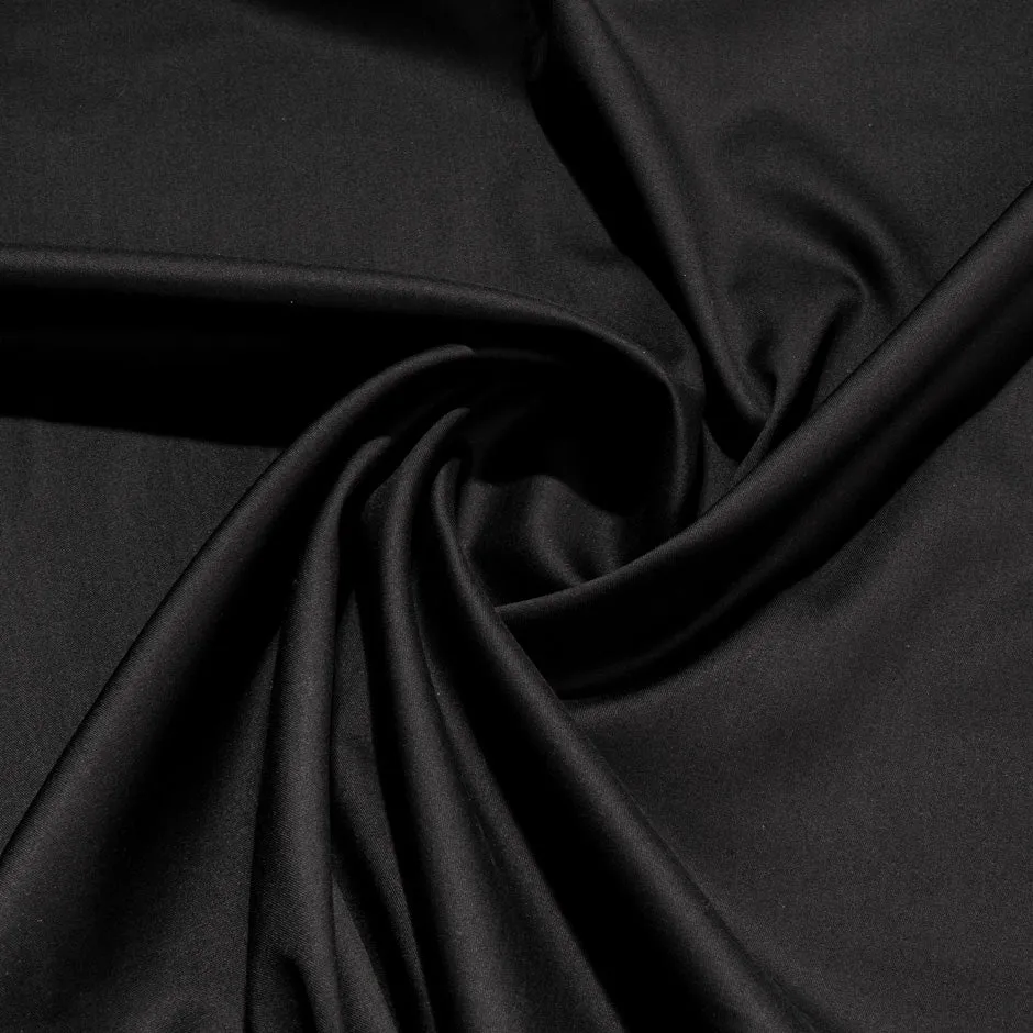 Plain Jet Black Luxury Stretch Suiting Cotton