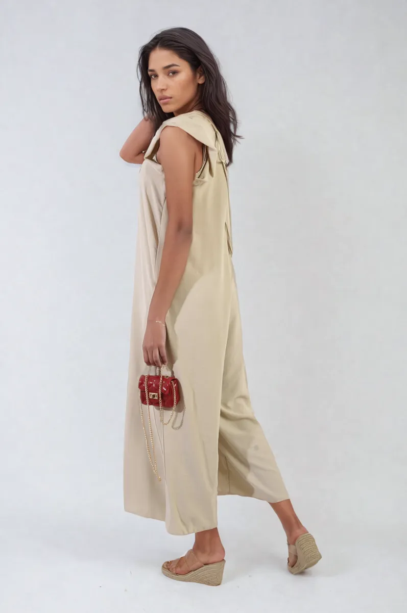 Ruffle Sleeve V-Neck Loose Waist Wide Leg Jumpsuit