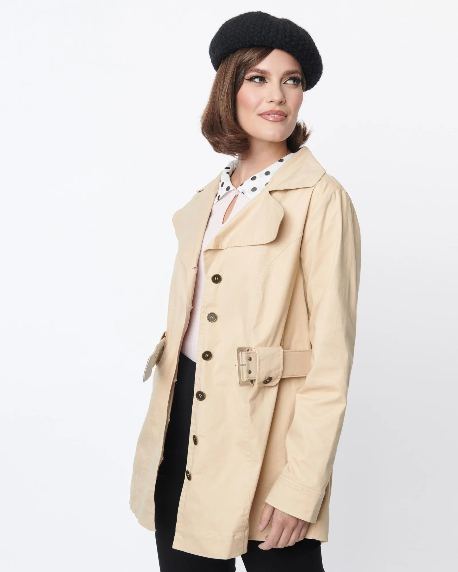 Smak Parlour Khaki Belted Trench Coat | Brown, Nude