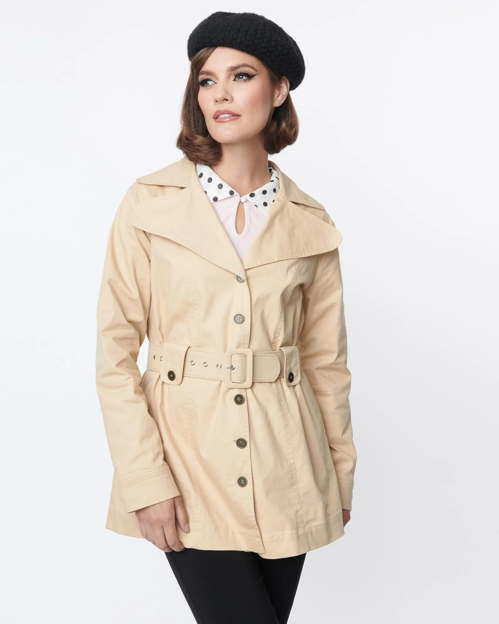 Smak Parlour Khaki Belted Trench Coat | Brown, Nude