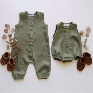 Soft 100% Cotton Sleeveless Infant Baby Girls Jumpsuits